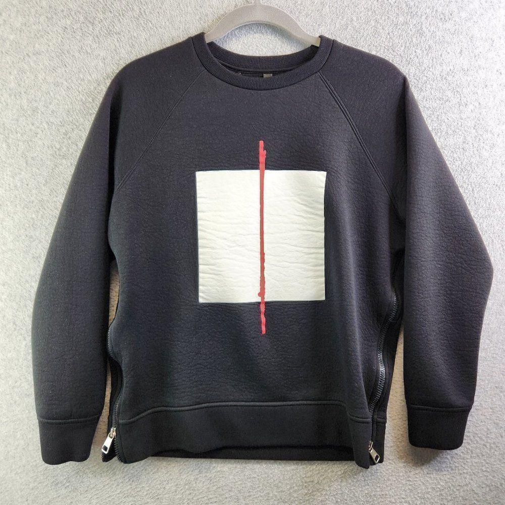 Neil Barrett Sweatshirt Mens Small Black Slim Fit Side Zip Art Minimalist